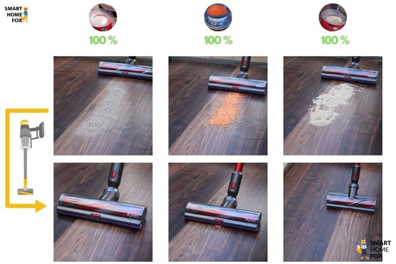 Результаты уборки Dyson V11 Absolute на твердых полах